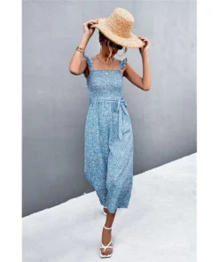 J+j Light Blue Floral Jumpsuit Rompers + Jumpers