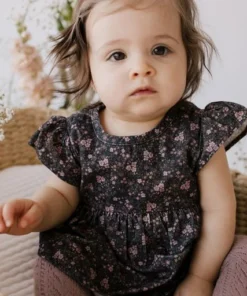 Jamie Kay Tops Peony Floral Organic Cotton Pincord Willow Top