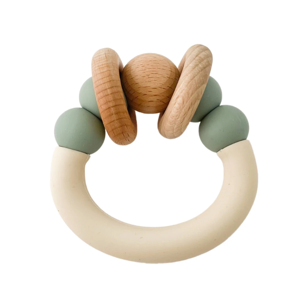 Pretty Please Teethers Eucalyptus Orbit Teething Ring Rattle Toy 3 Pretty Please Teethers Eucalyptus Orbit Teething Ring Rattle Toy