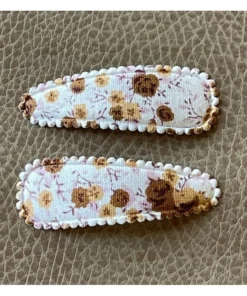 Minikane Brown + Tan Dainty Floral Pig Tail Clips Headwear