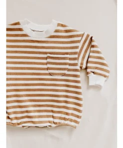 Orcas Lucille Honey Stripe Sweatshirt Romper Overalls + Rompers