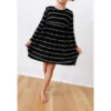 Lia + Lou Black + White Stripe Long Sleeve Dress