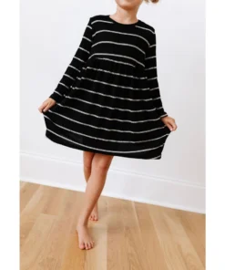 Lia + Lou Black + White Stripe Long Sleeve Dress