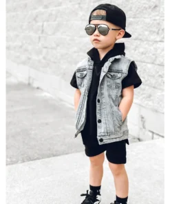 Little Bipsy Outerwear Grey Wash Denim Vest