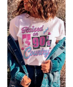J+j Raised On 90's Country White Tee Graphic Tees