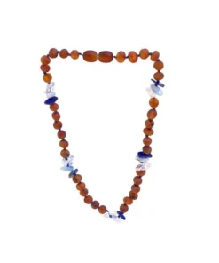 Sweet Tree Amber Amber + Lapis Lazuli + Aquamarine Necklace 13"