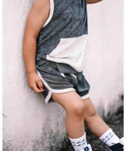 Little Bipsy Bottoms Slate Blue Terry Track Shorts