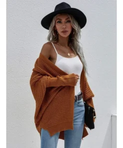 J+j Brown Waffle Knit Cardigan Outerwear