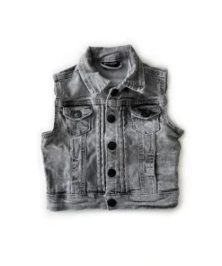 Little Bipsy Outerwear Grey Wash Denim Vest