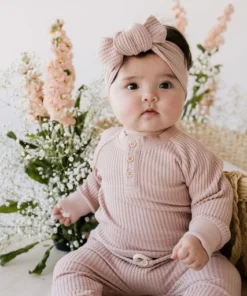 Jamie Kay Preemie + Newborn Dusky Rose Organic Cotton Waffle Knit Headband