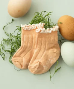Olivia J Footwear Dainty Spring Peach + Ruffle Socks