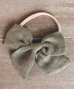 Mae + Skye Linen Moss Oversized Pinwheel Nylon Headband