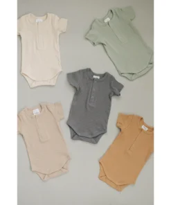 Mebie Baby Sage Organic Cotton Ribbed Snap Onesie