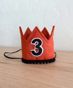 Cutest Little Party Party Time # 3 Copper Felt + Black Pom Trim + Black/white Crown