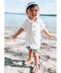 Little Bipsy Tops White Button Up Tee