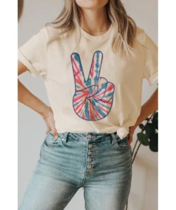 J+j Peace Sign Cream America Tee