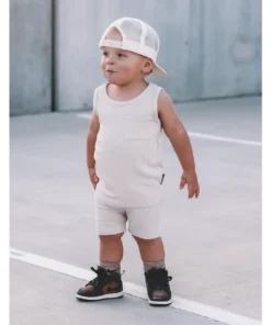 Little Bipsy Shell Ribbed Pocket Tank Top Tee