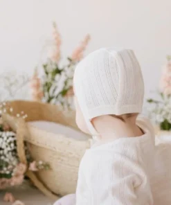 Jamie Kay Headwear Natural Organic Cotton Pointelle Bonnet