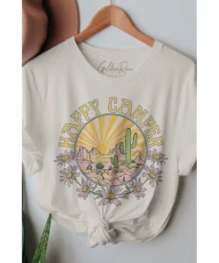J+j Happy Camper Cream Oversized Tee