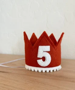 Cutest Little Party Party Time # 5 Copper Felt + White Pom Trim + White Crown