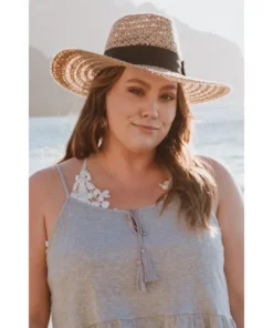 J+j Tan Whimsy Straw Hat