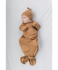 Mebie Baby Mustard Bamboo Knotted Gown Preemie + Newborn