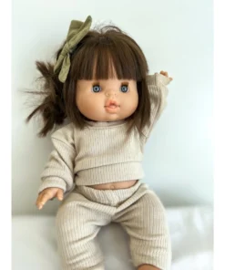 Dolls + Plushies Taupe Two Piece Minikane Lounge Set