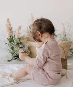 Jamie Kay Dusky Rose Organic Cotton Waffle Set Short Bloomers