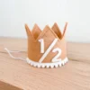Cutest Little Party # 1/2 Toast Felt + White Pom Trim + White Crown Party Time