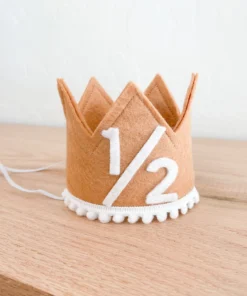 Cutest Little Party # 1/2 Toast Felt + White Pom Trim + White Crown Party Time
