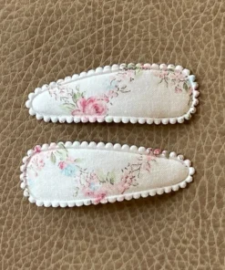 Minikane Ivory Dainty Floral Pig Tail Clips Headwear