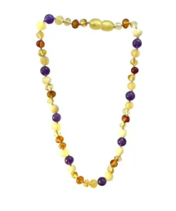 Sweet Tree Amber Amber + Amethyst Necklace 15" Jewelry