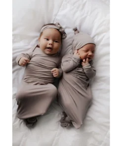 Three Little Tots Preemie + Newborn Harbor Mist Knotted Gown