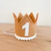 Cutest Little Party Party Time # 1 Toast Felt + White Pom Trim + White Crown