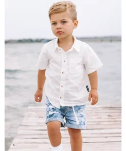 Little Bipsy Tops White Button Up Tee