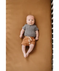 Mebie Baby Preemie + Newborn Grey Organic Cotton Ribbed Snap Onesie