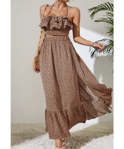 J+j Cheetah Two Piece Top + Skirt Set