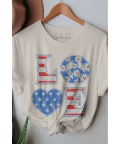 J+j America Love Cream Oversized Tee
