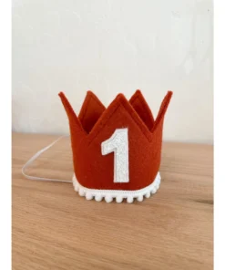 Cutest Little Party Party Time # 1 Copper Felt + White Pom Trim + White Crown