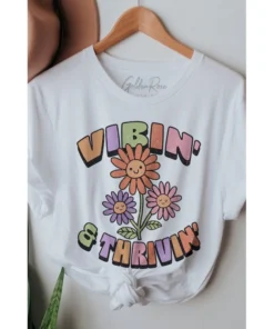 J+j Vibin' & Thrivin' White Tee Graphic Tees