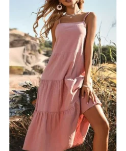 J+j Dresses Pink Tie Texture Shoulder Dress