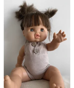 Dolls + Plushies Beige Tank Ribbed + Button Romper Minikane Clothing
