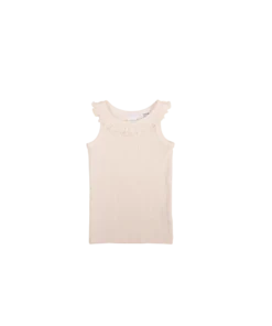 Jamie Kay Rose Quartz Organic Cotton Pointelle Frill Singlet Top Tops