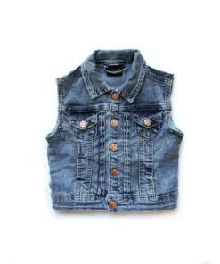 Little Bipsy Outerwear Light Wash Denim Vest