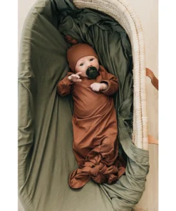 Mebie Baby Rust Bamboo Knotted Gown Preemie + Newborn