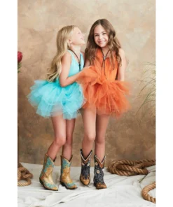 I Love Plum Orange Suede Tank Tutu Dress