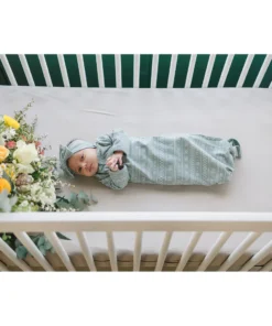 Mebie Baby Sage Alpine Organic Cotton Knotted Gown Preemie + Newborn