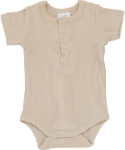Mebie Baby Oatmeal Organic Cotton Ribbed Snap Onesie