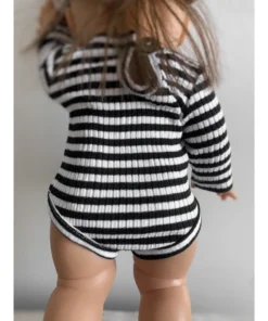 Black + White Ribbed Romper Minikane Clothing