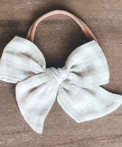 Mae + Skye Ecru Check Oversized Pinwheel Nylon Headband Headwear